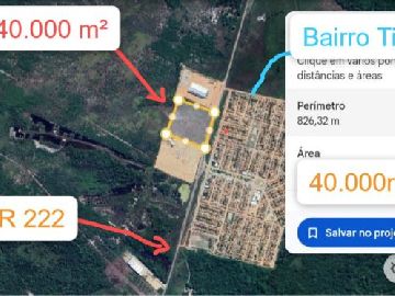 �rea de 40.000 m� perfeita para transportadora ou pool de galp�es. Nas margens da BR222 perimetro urbano de Marab�